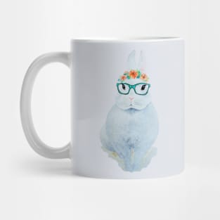 Watercolor Easter Bunny with Glasses and a Flower Crown Mug